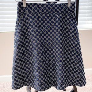 Ann Taylor Textured Flounce Skirt Navy with pockets, Petite 00 NWT